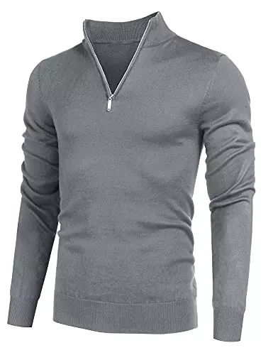 COOFANDY Pullover & Strickmode COOFANDY Herren Rollkragenpullover Slim Fit Strickpullover mit Reißverschluss Langarm 1/4 Zip Stehkragen Pullover Sweater