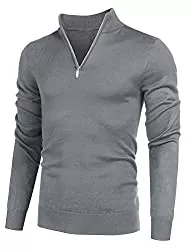 COOFANDY Pullover & Strickmode COOFANDY Herren Rollkragenpullover Slim Fit Strickpullover mit Reißverschluss Langarm 1/4 Zip Stehkragen Pullover Sweater