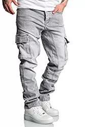 Amaci&amp;Sons Jeans Amaci&amp;Sons Herren Cargo Jeans Regular Slim Denim Hose Destroyed 7977
