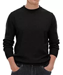 Hisir Pullover & Strickmode Hisir Pullover Herren Strickpullover Rundhals Pulli Männer, Bequem und Weich, Warmer Winter Pullover für Männer, Herren Basic Pullover mit Langen Ärmeln