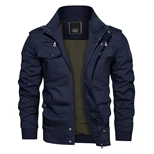 KEFITEVD Jacken KEFITEVD Herren Übergangsjacke Leicht Winter Jacke Herbstjacke Fliegerjacke Stehkragen Bomberjacke Baumwolle Army Feldjacke Cargo Jacke Männer Blouson Windbreaker