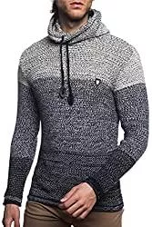 CRSM Pullover & Strickmode CRSM Herren Strick-Pullover mit Schalkragen | Männer Winter-Pullover mit Farbverlauf |stylischer Herren Strick-Pulli | Warmer Männer Pulli Grobstrick| angenehmer Herren Strick-Hoodie 7396