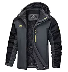 TACVASEN Jacken TACVASEN Herren Warme Skijacke Gefütterte Winterjacke Wasserabweisende Funktionsjacke mit Abnehmbarer Kapuzen