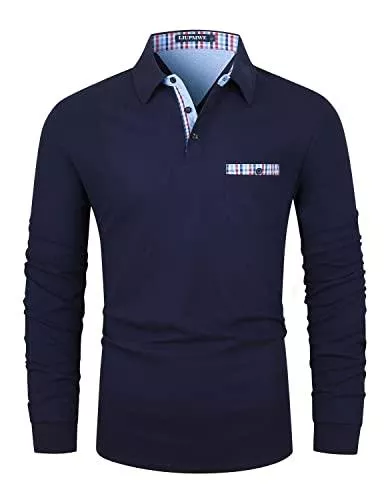 LIUPMWE Hemden LIUPMWE Poloshirt Herren Langarm Getäfelt T Shirts Männer Hemd T-Shirt Slim Fit Golf Sports