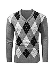 Meilicloth Pullover & Strickmode Meilicloth Pullover Herren V Ausschnitt Argyle Casual