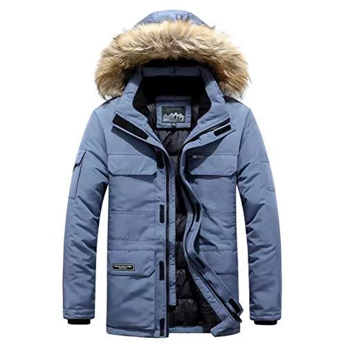 JIANYE Jacken Winterparka Herren Winterjacke Gefüttert Parka Jacke Warme Wintermantel Outdoor Parka mit Kapuze Jacke