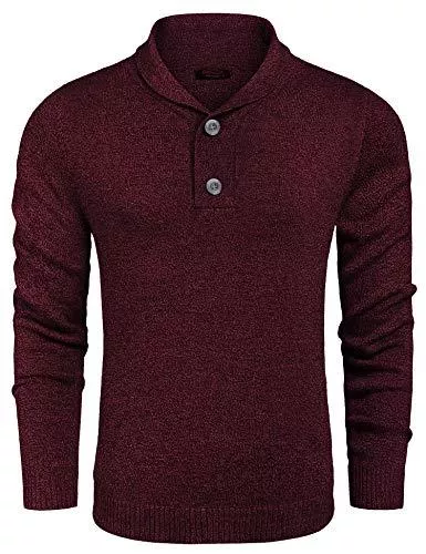 COOFANDY Pullover & Strickmode COOFANDY Herren Pullover Schalkragen Moderner Slim Fit Zopfmuster-Pullover Mit Knopf