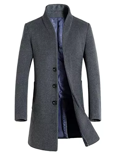 Vogstyle Mäntel Vogstyle Herren Winter Slim Fit Wollmantel Business Überzieher Schlank Lange Windbreaker Jacken