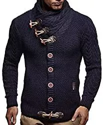 Leif Nelson Strickjacken Leif Nelson Herren-Winter-Strickjacke mit Schalkragen - Slim Fit Cardigan Herren Jacke mit Knöpfen