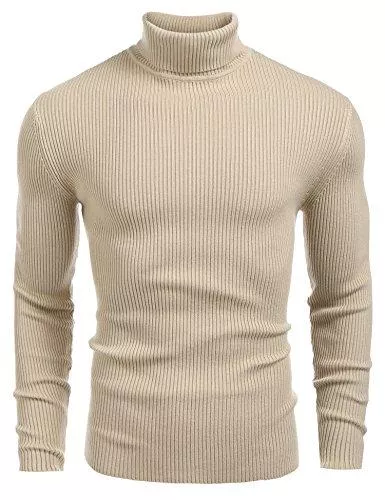 JINIDU Pullover & Strickmode JINIDU Gerippter Slim Fit Strickpullover für Herren Basic Rollkragenpullover