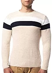 Karl´s People Pullover & Strickmode Herren Feinstrick-Pullover für Winter und Übergang by Carisma • Herren Longsleeve mit Streifen • Herren Langarmshirt Herren Sweatshirt Pulli Langarm K-128