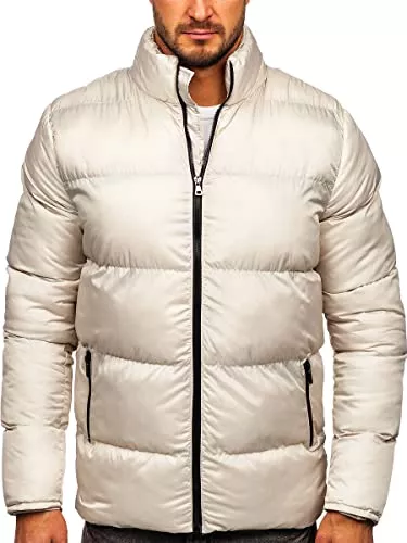 BOLF Jacken BOLF Herren Winterjacke Steppjacke Übergangsjacke Puffer Daunenjacke Reißverschluss Sportjacke Fell Kapuze Gepolstert Zip Outdoor Casual Style [4D4]