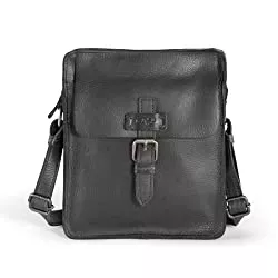 Cas8 Taschen & Rucksäcke Cas8 men EDINBURGH kleine Umhängetasche für Männer JAMIE, Herrentasche aus Echtleder (100% vegetabil gegerbtes Rindleder), black