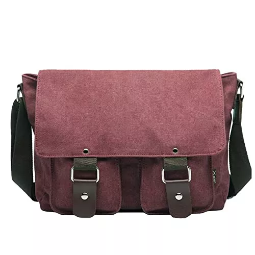 MANNUOSI Taschen & Rucksäcke MANNUOSI Herren Schultertaschen Retro Beiläufig Studententasche Segeltuch Crossbody Tasche