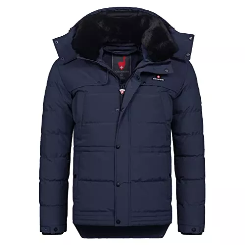 Höhenhorn Jacken Höhenhorn Adamelo Herren Winter Jacke Quilted Steppjacke Gefüttert Winterjacke mit Abnehmbarem Kunstfellkragen