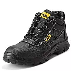 BLACK HAMMER Stiefel BLACK HAMMER Sicherheitsstiefel Herren Wasserdicht S3 SRC Stahlkappe Arbeitsschuhe Knöchelhoch Leder Sicherheitsschuhe Schwarz Leicht