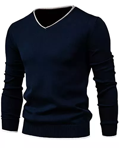 LVCBL Pullover & Strickmode LVCBL Pullover Herren Aus Herren Pullover V Ausschnitt, Vielseitig Einsetzbar Für Freizeit &amp; Business Langarm Herrenpullover Slim Fit
