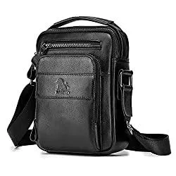BAIGIO Taschen & Rucksäcke BAIGIO Umhängetasche Leder Herren Schultertasche Herrentasche Vintage für Arbeit Reise Alltagsleben (Schwarz)