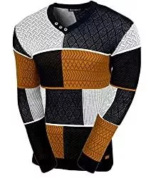 Baxboy Pullover & Strickmode Baxboy Herren Pullover Slim Fit V-Neck Strick-Pullover Rundkragen Moderner Männer schwarzer Pulli Longsleeve in Feinstrick Sweatshirt BB-52301
