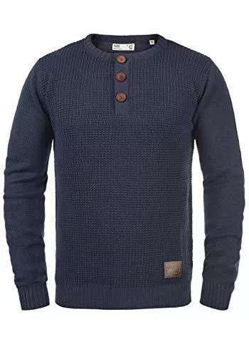 !Solid Pullover & Strickmode !Solid SDTerrance Herren Strickpullover Feinstrick Pullover mit Grandad Ausschnitt