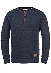 !Solid Pullover & Strickmode !Solid SDTerrance Herren Strickpullover Feinstrick Pullover mit Grandad Ausschnitt