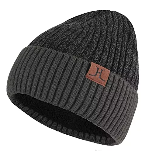 ZASFOU Hüte & Mützen ZASFOU Winter Strickmütze für Herren Damen mit Fleece gefüttert, Warme Weiche Slouchy Mütze Herren, Unisex Totenkopfmütze mit gerollter Manschette bei kaltem Wetter