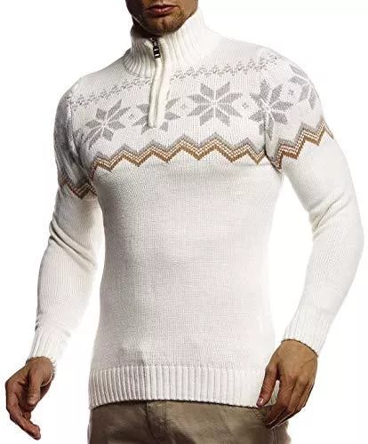 Leif Nelson Pullover & Strickmode Leif Nelson Herren Strickpullover Pullover Norwegerpullover Winterpullover Norweger Muster Grobstrickpullover Männer Pulli für Weihnachten Winter SIM Fit LN20758