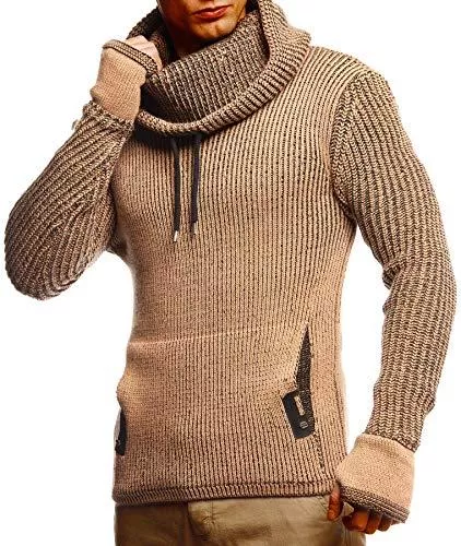 Leif Nelson Pullover & Strickmode Leif Nelson Herren Strick-Pullover Strick-Pulli mit Schalkragen Moderner Woll-Pullover Langarm-Sweatshirt Slim Fit