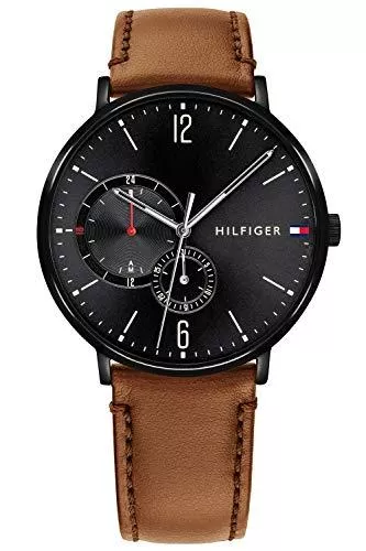 Tommy Hilfiger Uhren Tommy Hilfiger Multi Zifferblatt Quarz Uhr für Herren mit Braunes Lederarmband - 1791510