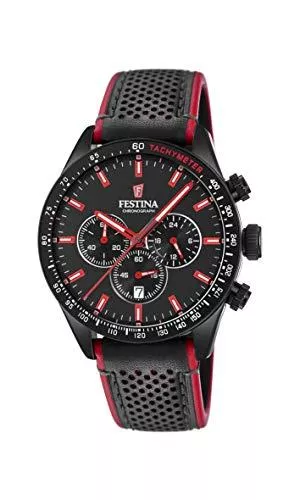 Festina Uhren Festina Herren Chronograph Quarz Uhr mit Leder Armband F20359/4