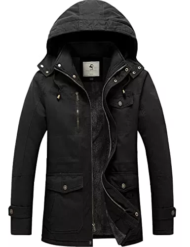 Uoiuxc Jacken Uoiuxc Herren Warme Winterjacke Winddichter Mantel Dickes Parka Militärjacke mit Abnehmbare Kapuze