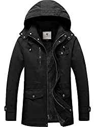 Uoiuxc Jacken Uoiuxc Herren Warme Winterjacke Winddichter Mantel Dickes Parka Militärjacke mit Abnehmbare Kapuze