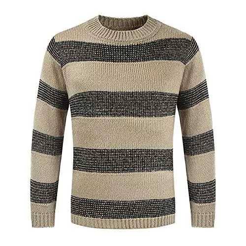 yiouyisheng Pullover & Strickmode yiouyisheng Pullover Herren Gestreifter Pulli mit Rundhalsausschnitt, Lässig/Alltäglich/Pendeln/Trend Persönlichkeit Strickwaren für Herren Casual Striped Pullovers Sweater Jumper
