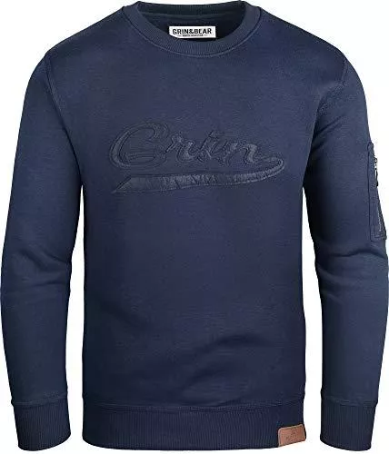 Grin&amp;Bear Pullover & Strickmode Grin&amp;Bear Herren Crew Neck Kapuzenpullover Kapuzenjacke Hoodie mit Ärmeltasche GEC542
