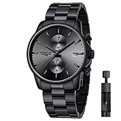 Affute Uhren Herrenuhren mit lässiger wasserdichter Chronographen Quarzuhr aus Edelstahl und Metall, Auto Date in farbenfrohen Zeigern