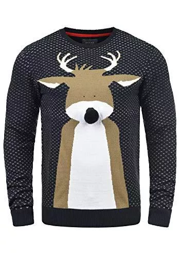 Blend Pullover & Strickmode Blend Deer Herren Weihnachtspullover Winter Pullover Strickpullover Weihnachtspulli mit Rundhals-Ausschnitt