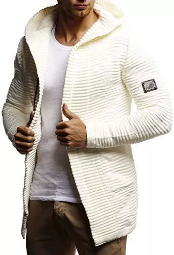 Leif Nelson Strickjacken Leif Nelson Herren Strickjacke Slim Fit Männer Jacke mit Kapuze Moderne Kapuzenpullover-Sweatjacke Hoodie LN5715