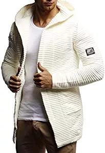 Leif Nelson Strickjacken Leif Nelson Herren Strickjacke Slim Fit Männer Jacke mit Kapuze Moderne Kapuzenpullover-Sweatjacke Hoodie LN5715