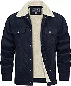 TACVASEN Jacken TACVASEN Herren Gefütterte Cardjacke Übergangsjacke Cargo Jacke mit Teddyfell-Kragen