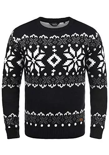 !Solid Pullover & Strickmode !Solid SDNorwig Herren Weihnachtspullover Norweger-Pullover Winter Strickpullover Grobstrick Pullover mit Rundhalsausschnitt