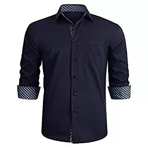 HISDERN Hemden HISDERN Herren Hemd formelle Freizeithemd Businesshemden Freizeithemden Langarm Baumwolle Klassisch Regular Fit Hemden