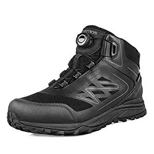 GRITION Stiefel GRITION Wanderschuhe Herren Wasserdicht Mid Trekking Wanderstiefel Leichte Flache Männer Wandern Trail Stiefel Bequeme Motorrad Schuhe Outdoor Schwarz MEHRWEG