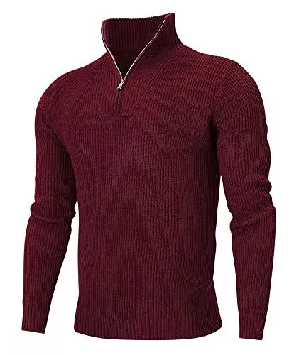 AIDEAONE Pullover & Strickmode AIDEAONE Herren Zip Pullover Turtleneck Strickpullover Stehkragen Pullover Sweater Warme Basic Feinstrick Zip Neck Pullover