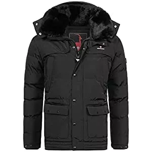 Höhenhorn Jacken Höhenhorn Achalm Herren Winter Jacke Quilted Steppjacke Gefüttert Winterjacke mit Abnehmbarer Kapuze und Kunstfellkragen
