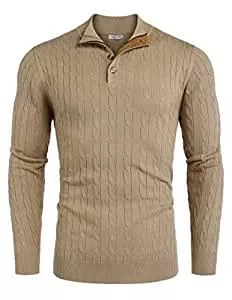 COOFANDY Pullover & Strickmode COOFANDY Herren Strickpullover Slim Fit Rollkragenpullover Feinstrick Pullover Mit Stehkragen Männer Winter Langarm Sweater Reißverschluss Knopfleiste