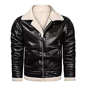 Alueeu Jacken Fliegerjacke Herren Leder Winter mit Teddyfutter Bomberjacke Pilotenjacke Windbreaker Cargo Militär Jacke Jagdjacke Winterjacke Softshelljacke Outdoorjacke Pilot Jacke Bomber Army Übergangs Feldjacke