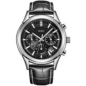 BUREI Uhren BUREI Herrenuhren Elegante Chronographenuhr für Herren Weiches Lederarmband Business Luxury Sport Style