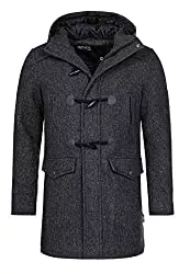 Indicode Mäntel Indicode Herren Liam Dufflecoat mit Stehkragen und Kapuze | moderner Wollmantel Taschen Warmer Wintermantel gefütterter Herrenmantel Winter Jacke Mantel für Männer