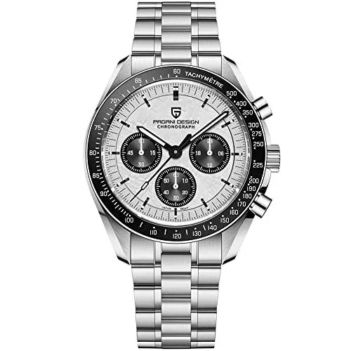 LACZ DENTON Uhren Pagani Design 1701 Herren-Armbanduhr, Quarz, Herren-Chronograph, Edelstahl, Sport-Armbanduhr für Herren, wasserdicht, Japanisches VK63-Uhrwerk