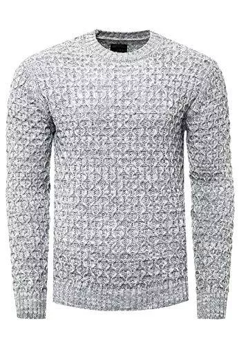 R-Neal Pullover & Strickmode Herren Strick-Pullover Schwerer Grob-Strick Pullover Langarm Kontrast Strick Rundhals Pulli 367